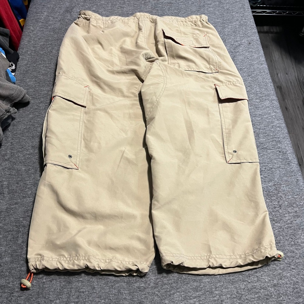 Gap Kids Tan Cargo Pants Orange Accents Bungee Drawcord Utility Trousers M/M